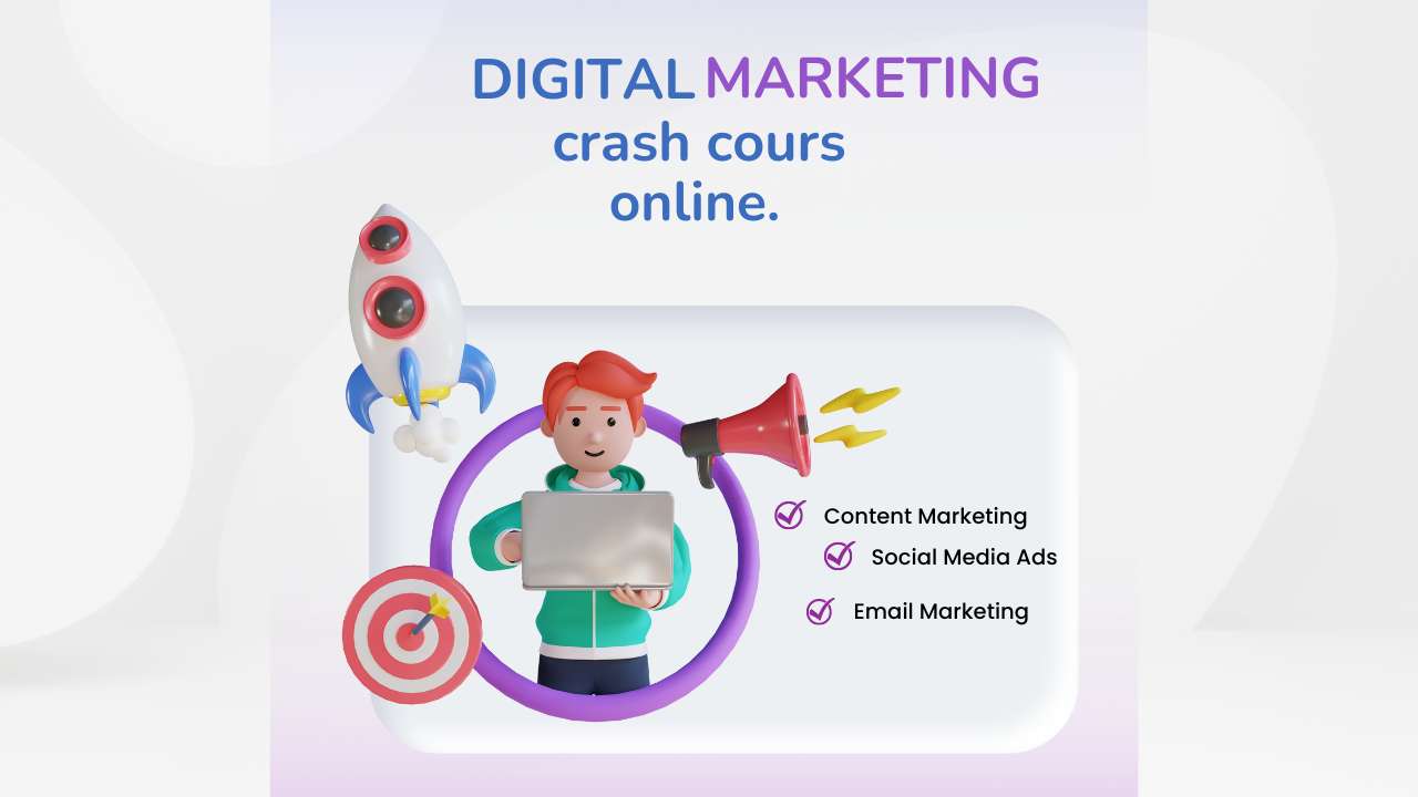White Blue Purple 3D Illustration Online Class Digital Marketing Instagram Post