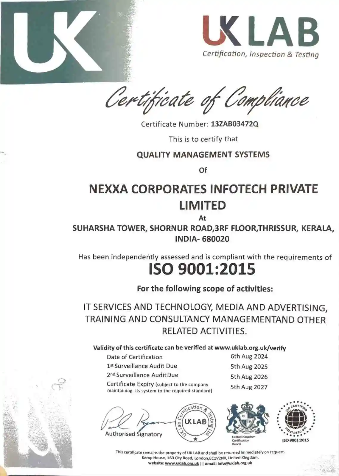 uklabs certificate digital marketing course in thrissur